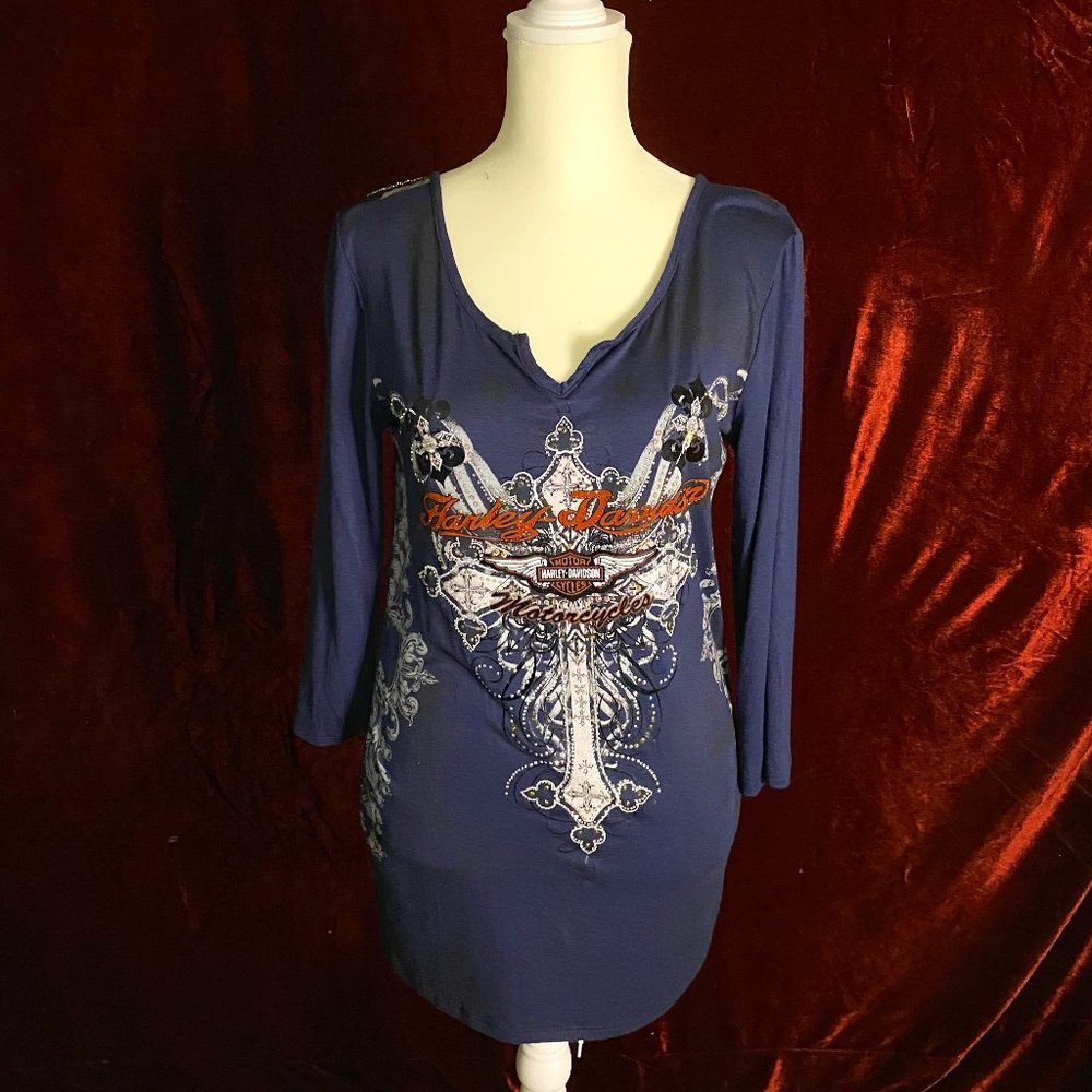 NWT Bling Harley-Davidson Blue Top